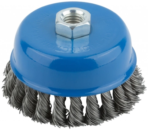 Корщетка-чашка, гайка М14, стальная витая проволока, MOS фото 3