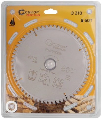 Диск пильный по дереву с тефл.покр.60Т CUTOP Profi Plus 210х1,5/2,2х32/30/25,4/20 мм фото 2