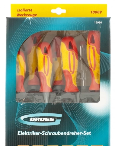 Набор отверток диэлектрических с двухкомпонентными рукоятками до 1000 В, тестер, 8 шт CrMo фото 2