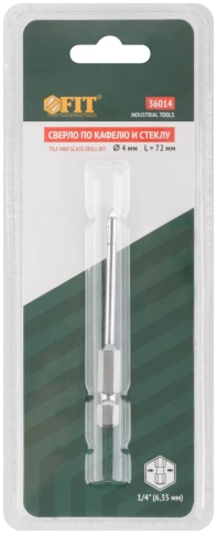 Сверло по кафелю шестигранный U-хвостовик под биту, 4 мм фото 3