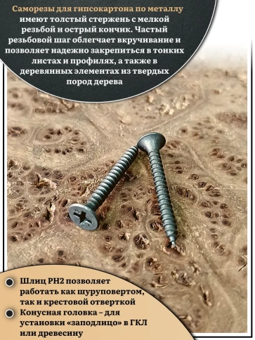Саморез шуруп по металлу 3,5х32 мелкая резьба, чёрный 1 кг. фото 4