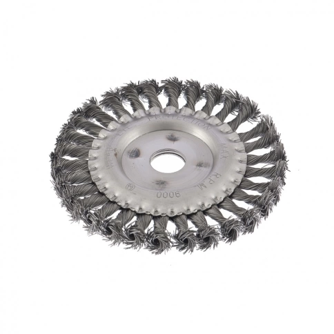 Щетка для УШМ "Плоская", кручен.проволока 0,5мм, 150 мм посадка 22,2мм Сибртех фото 2