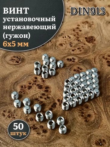 Винт установочный нержавеющий 6х5 DIN913 (гужон) фото 1