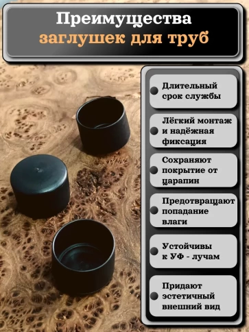Заглушка для труб наружная круглая d 30 мм черная, 4 шт фото 3
