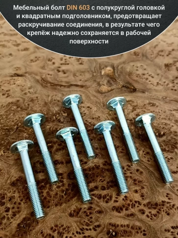 Болт мебельный полукруглая головка ОЦ DIN 603,20 шт. фото 86