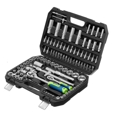 Набор инструментов 108 предметов 1/2 1/4 пластиковый кейс Сибртех фото 1