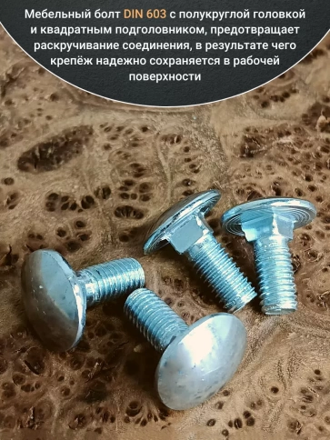 Болт мебельный полукруглая головка ОЦ DIN 603,20 шт. фото 16