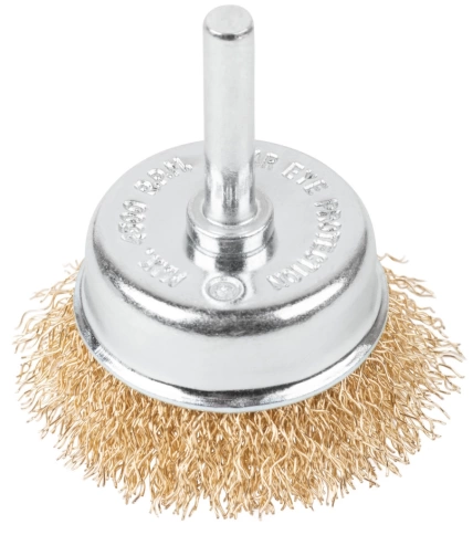 Щетка для дрели "чашка", латунир.вит.проволока 0,3мм, 65 мм CUTOP Profi фото 1