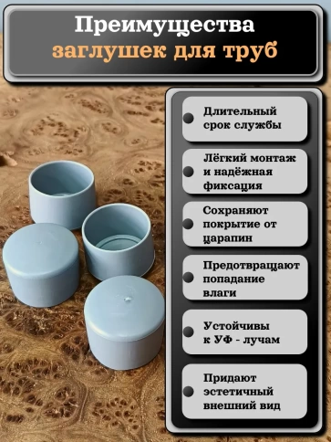 Заглушка для труб наружная круглая d 30 мм серая, 10 шт фото 2