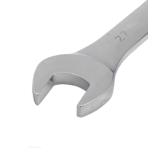 Ключ комбинированный трещоточный зеркальный хром 27 мм CrV Matrix фото 2