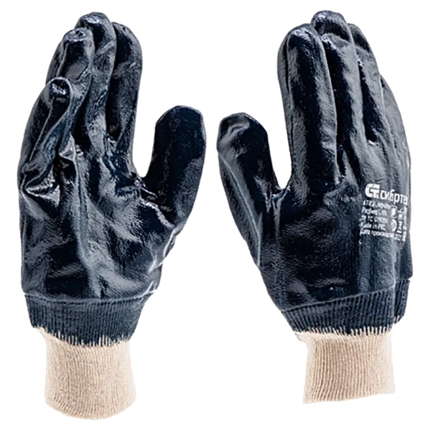 Перчатки трикотажные с обливом из бутадиен-нитрильного каучука, манжет, размер L, Сибртех фото 1