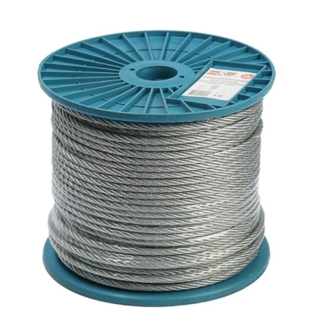 Трос стальной d12 с зажимами (4 шт.) ОЦ без оплетки, 20 метров фото 1