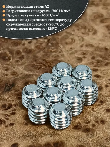 Винт установочный нержавеющий 8х8 DIN913 (гужон) фото 7
