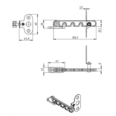 Ограничитель открывания окна 105 мм белый пластмассовый фото 5