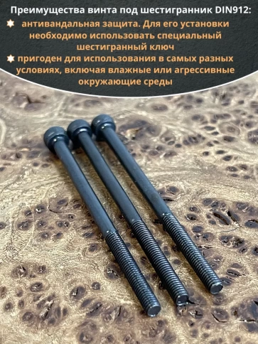 Винт высокопрочный М3х50 мм к.п.12.9 черный DIN912, 20 шт. фото 4