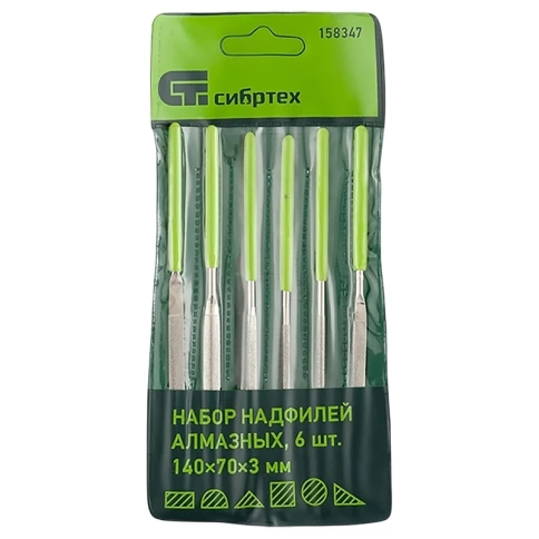 Набор надфилей алмазных 140х70х3 мм 5шт. Сибртех фото 1
