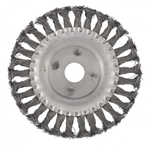 Щетка для УШМ "Плоская", кручен.проволока 0,5мм, 150 мм посадка 22,2мм Сибртех фото 1