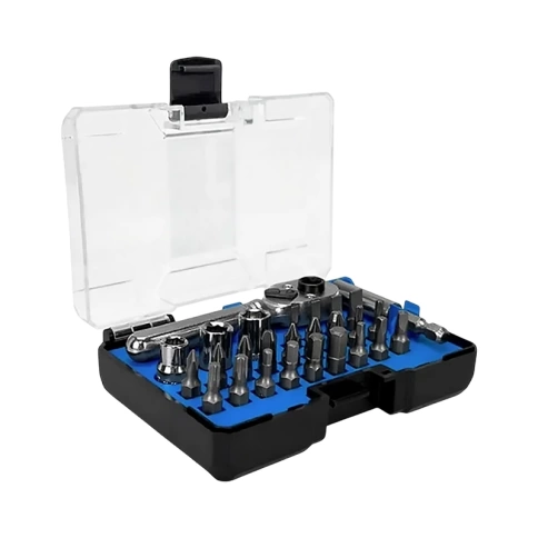 Набор бит с адаптером, трещоткой, головкой 27 предм. VERTEXTOOLS фото 1