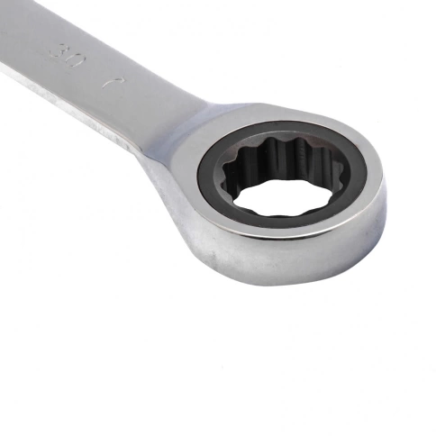 Ключ комбинированный трещоточный зеркальный хром 30 мм CrV Matrix фото 3