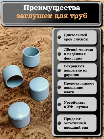Заглушка для труб наружная круглая d 25 мм серая, 4 шт фото 2