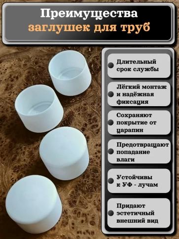 Заглушка для труб наружная круглая d 28 мм белая, 16 шт фото 3