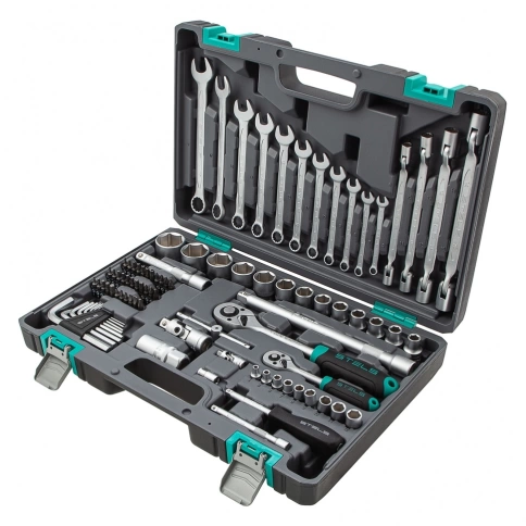 Набор инструментов 88 предметов 1/2, 1/4 CrV пластиковый кейс Stels фото 2