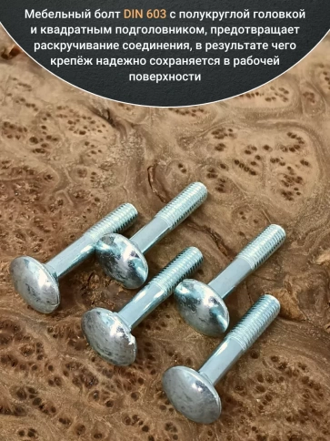 Болт мебельный полукруглая головка ОЦ DIN 603,20 шт. фото 24