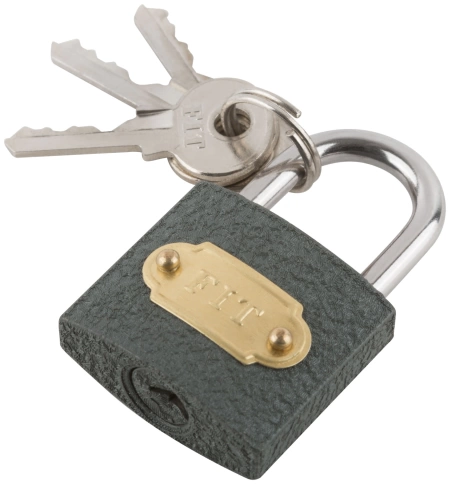 Замок навесной железный 32х28 мм стальная дужка 5 мм фото 2