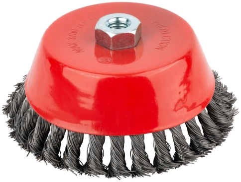 Корщетка-чашка, гайка М14, стальная витая проволока, 150 мм  фото 1