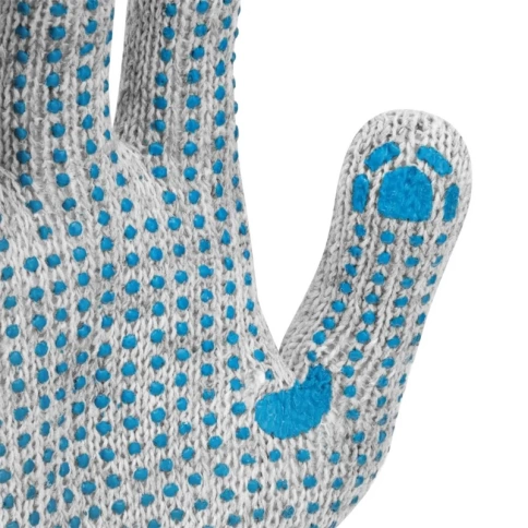 Перчатки трикотажные с ПВХ точкой, серые, 7 класс, Россия фото 2