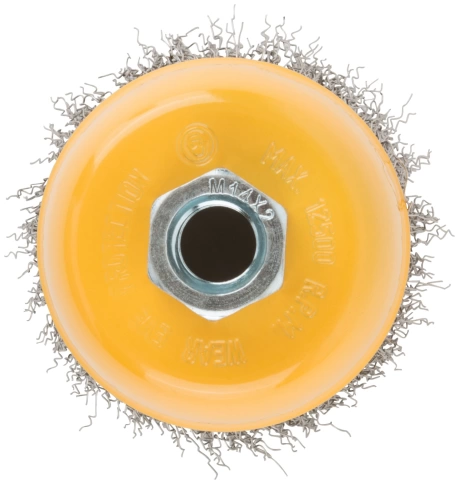 Корщетка-чашка, гайка М14, волнистая проволока, нерж.сталь 75 мм фото 5