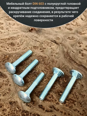 Болт мебельный полукруглая головка ОЦ DIN 603,20 шт. фото 4