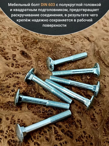 Болт мебельный полукруглая головка ОЦ DIN 603,20 шт. фото 70