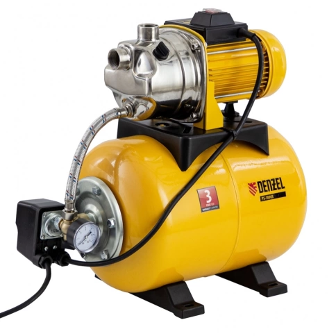 Насосная станция нержавеющий PS1000X 1000 Вт 3500 л/ч ресивер 24 л напор 44 м Denzel фото 1