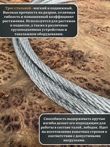 Трос стальной d1,5 ОЦ без оплетки, 20 метров фото 4