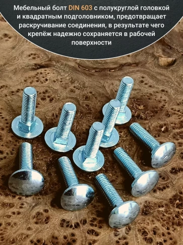 Болт мебельный 8х25 полукруглая головка ОЦ DIN 603,20 шт.  фото 3