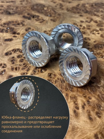 Гайка с фланцем нержавеющая М10 DIN 6923 (10 шт.) фото 3