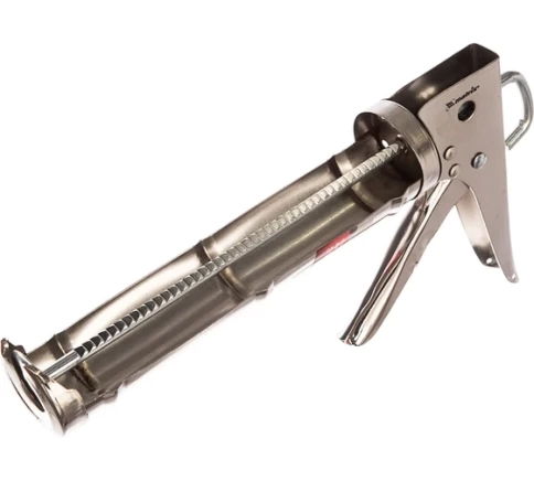 Пистолет для герметика 310 мл "полуоткрытый" хромир, зубчатый шток 7 мм Matrix фото 1