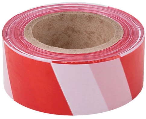 Лента сигнальная 75 мм х 250 м красно-белая фото 1
