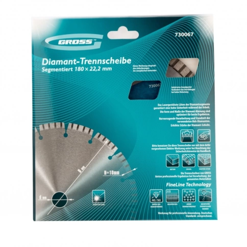 Диск алмазный лазерная приварка турбо-сегментов сухое резание 180х22,2 мм Gross фото 4