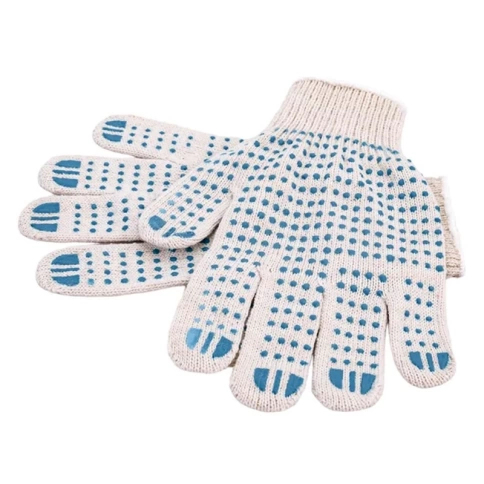 Перчатки трикотажные с ПВХ точкой, белые, 10 класс вязки, 32 гр., Komfi фото 1