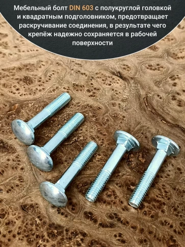 Болт мебельный полукруглая головка ОЦ DIN 603,20 шт. фото 28