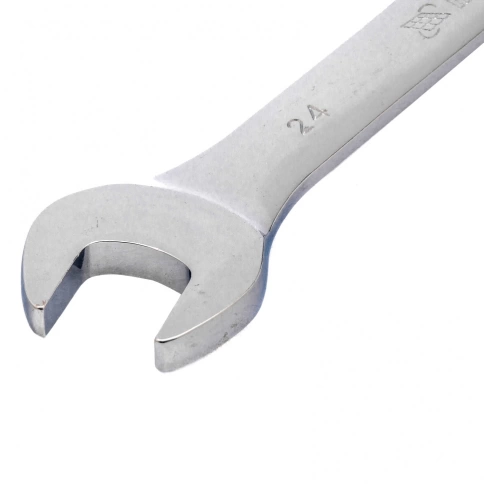 Ключ комбинированный трещоточный зеркальный хром 24 мм CrV Matrix фото 2