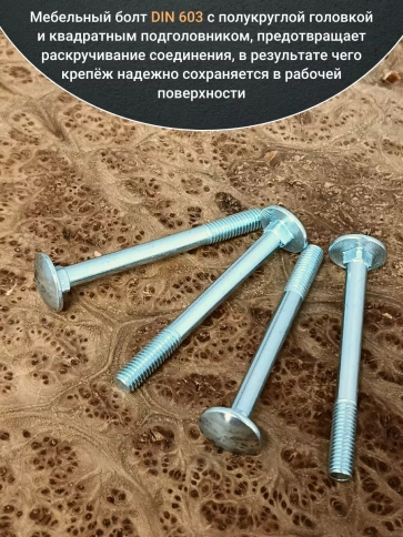 Болт мебельный полукруглая головка ОЦ DIN 603,20 шт. фото 41