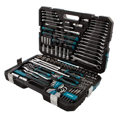 Набор инструментов 115 предметов 120 зубьев. CrV. 1/4 1/2" Gross фото 1