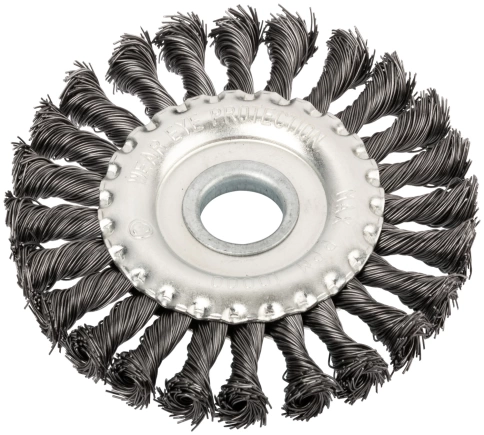 Корщетка-колесо, посадочн.д.22,2мм, стальная витая проволока 125 мм фото 1