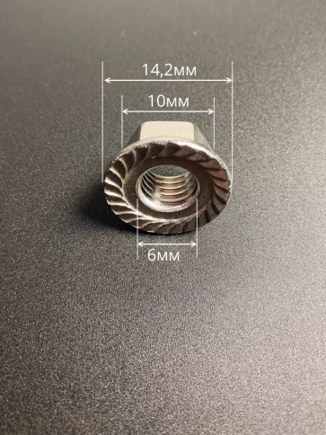 Гайка с фланцем нержавеющая М6 DIN 6923 (10 шт.) фото 2