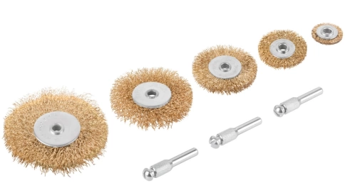 Корщетка-колесо, со штифтом, 25-38-50-63-75 мм набор 5 шт. фото 1