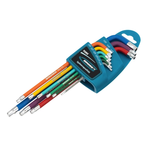 Набор ключей имбусовых TORX-TT T10-Т50 9 шт. S2 магнит экстра-длин. хром. краска Gross фото 1