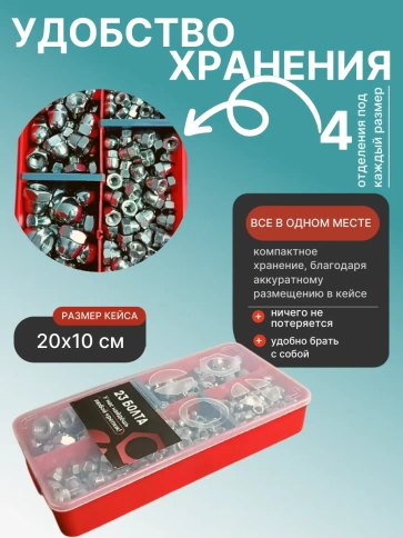 Гайки колпачковые нержавеющие М5,6,8,10 органайзер НАБОР 1 фото 5